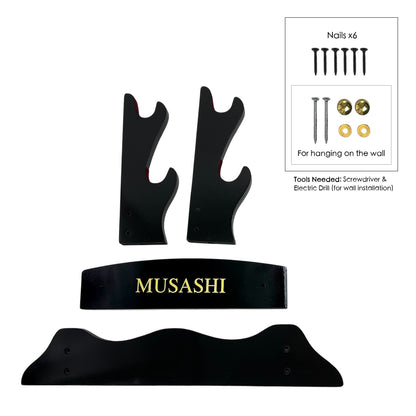 18 3/4" 2 pcs Piano Coating Samurai Sword Wall & Table Stand in parts.