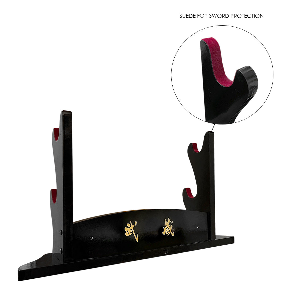 18 3/4" 2 pcs Piano Coating Samurai Sword Wall & Table Stand suede for sword protection.