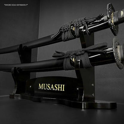 18 3/4" 2 pcs Piano Coating Samurai Sword Wall & Table Stand with swords.