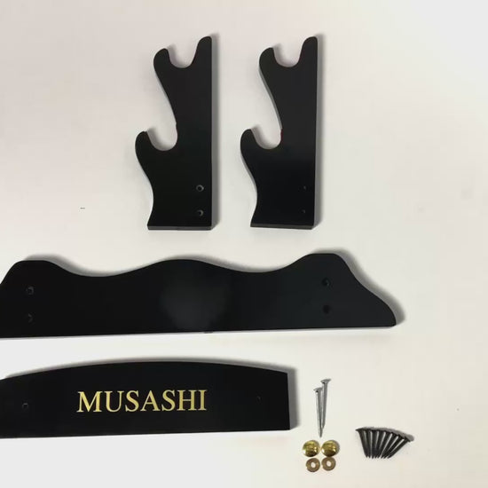 18 3/4" 2 pcs Piano Coating Samurai Sword Wall & Table Stand video thumbnail.