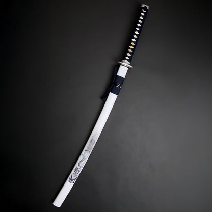 White “Watatsumi” Katana in saya.
