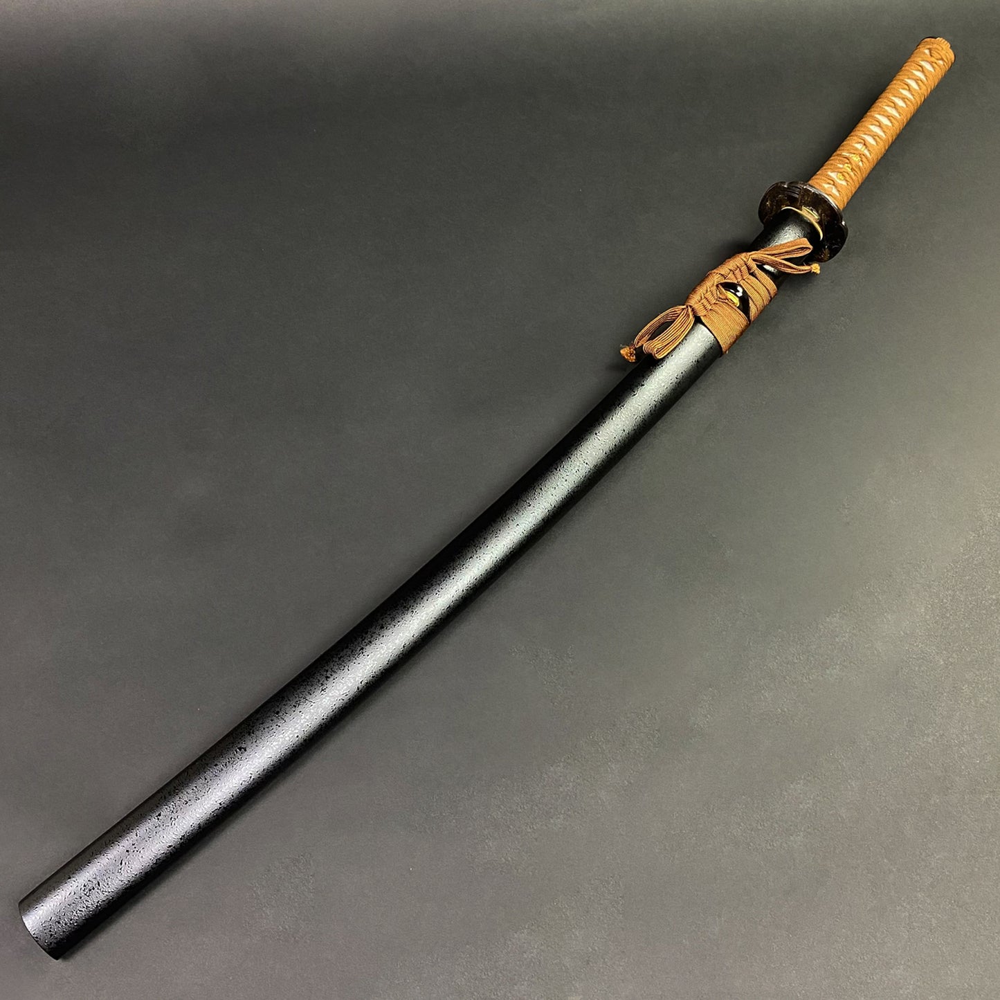 Black Samurai Sword with Intricate Handle Detail