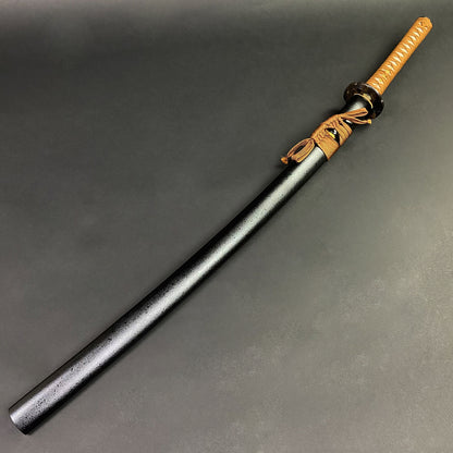 Black Samurai Sword with Intricate Handle Detail