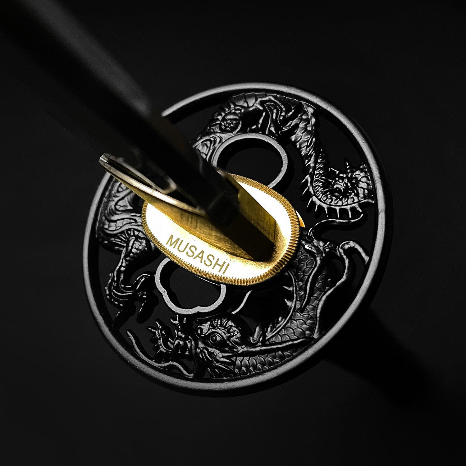 Black "Ryu" Katana tsuba.