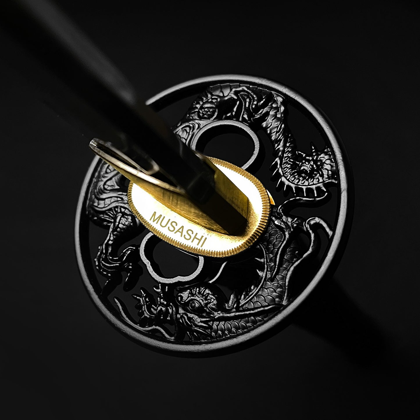 Black "Ryu" Katana tsuba.