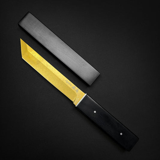 Tanto Knife for Sale: Asuka Gold Damascus Tanto Knife - Musashi Swords