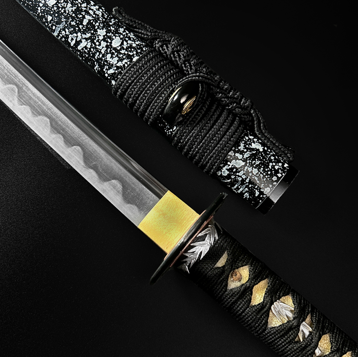 A katana with a Damascus steel blade.