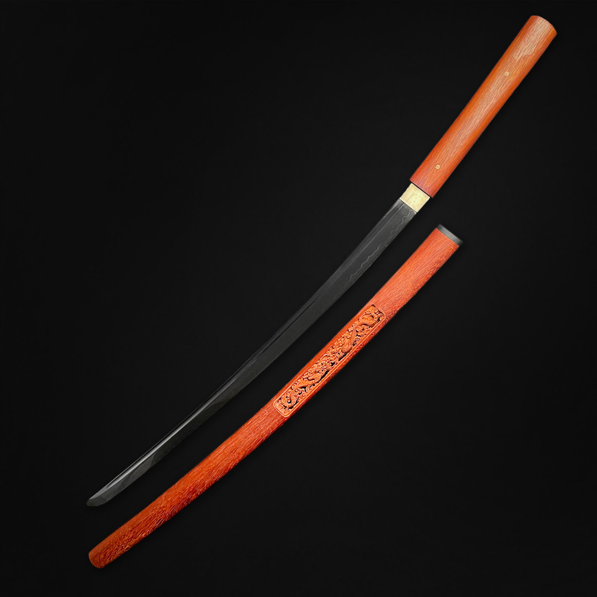 A katana with a Damascus steel blade.