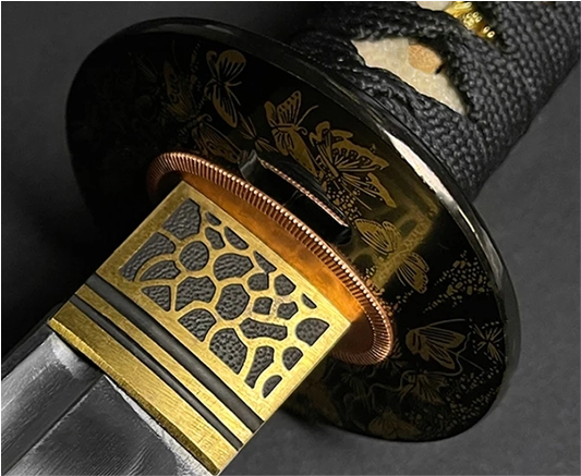 Authentic Musashi Swords katana - habaki and tsuba close-up